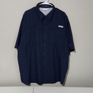 Columbia Mens Shirt Size XXL Blue has flaws snags FLAWS